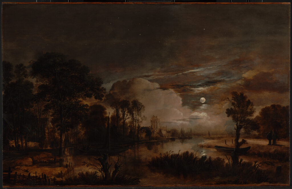 File:Aert van der Neer - Moonlit Landscape with a View of the New Amstel River and Castle Kostverlor